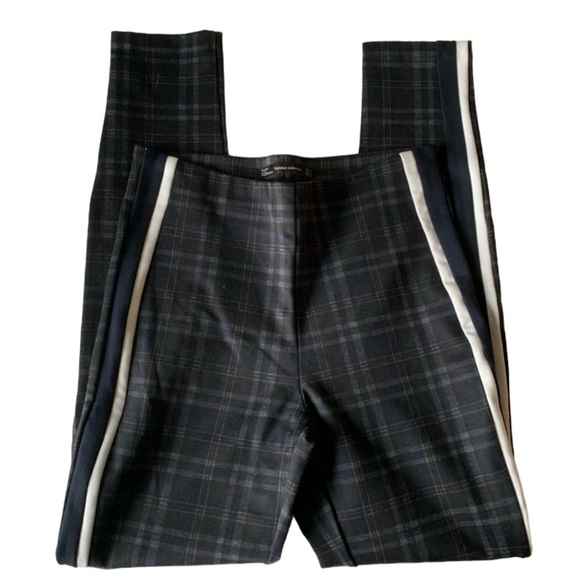 ZARA Trafaluc Collection Pant Slim fit plaid with stripe Size Medium EUC - Picture 3 of 6
